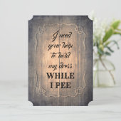 Invitation Femme d'honneur rustique amusante / La servante d' (Debout devant)