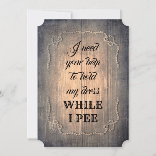 Invitation Femme d'honneur rustique amusante / La servante d' (Devant)