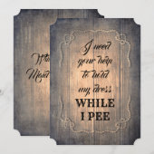 Invitation Femme d'honneur rustique amusante / La servante d' (Devant / Derrière)