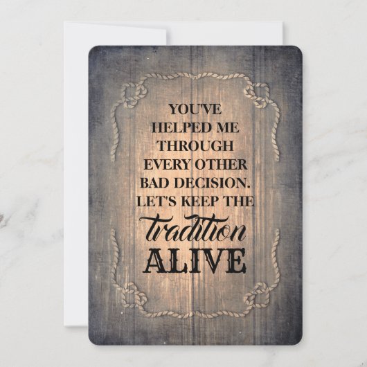 Invitation Femme d'honneur rustique amusante / La servante d' (Devant)