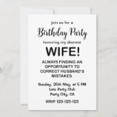 Invitation Femme Drôle Typographie Femme Anniversaire (Devant)