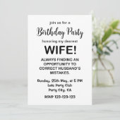 Invitation Femme Drôle Typographie Femme Anniversaire (Debout devant)