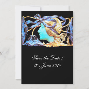 INVITATION FEMME ÉLÉGANCE BEAUTÉ BIJOU /DAME, RUBAN BLEU, FLE