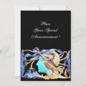 INVITATION FEMME ÉLÉGANT BEAUTÉ BIJOU /FEMME, RUBAN BLEU, FLE (Dos)