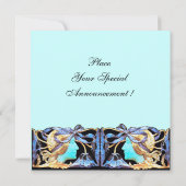INVITATION FEMME ÉLÉGANT BEAUTÉ BIJOU /FEMME, RUBAN BLEU, FLE (Dos)