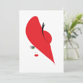 Invitation femme élégante avec casquette rouge (Debout devant)