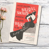 Invitation Femme élégante avec Fête des mariées de ventilateu