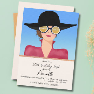 Invitation Femme Élégante En Lunettes De Soleil Anniversaire