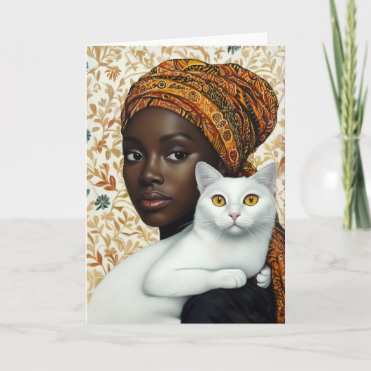 Invitation Femme élégante et chat (Devant)