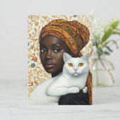 Invitation Femme élégante et chat (Debout devant)