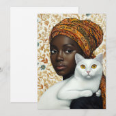 Invitation Femme élégante et chat (Devant / Derrière)