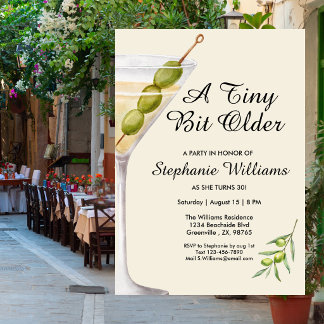 Invitation Femme Élégante MarTini Un Peu Plus Âgée 30e annive