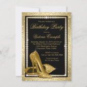 Invitation Femme Elégante Noir Or Haut talon Chaussure Annive (Devant)