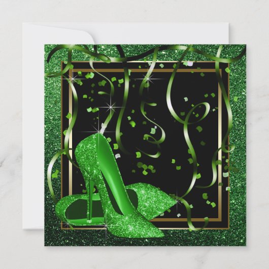 Invitation Femme Emerald Green High Heel Chaussure fête d'ann (Dos)