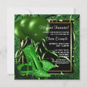 Invitation Femme Emerald Green High Heel Chaussure fête d'ann (Devant)