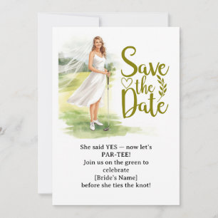 Invitation Femme en célibataire de golf joue au golf