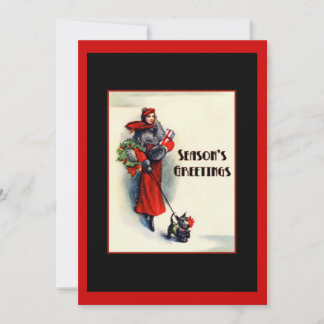 Invitation Femme en manteau rouge avec Open House Scottish Te