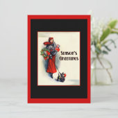 Invitation Femme en manteau rouge avec Scottish Terrier Open  (Debout devant)