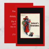 Invitation Femme en manteau rouge avec Terrier Écossais Open  (Devant / Derrière)