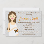 Invitation Femme Enceinte - Baby shower Robe Papillon Blanc (Devant)