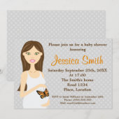 Invitation Femme Enceinte - Baby shower Robe Papillon Blanc (Devant / Derrière)