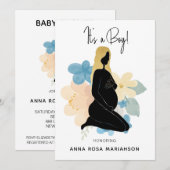 Invitation *~* Femme enceinte Black Gold Baby shower garçon (Devant / Derrière)
