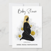 *~* Femme enceinte florale Baby shower d'or noir