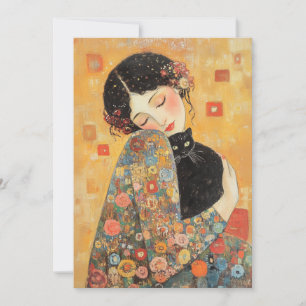 Invitation Femme et chat inspirés par Klimt