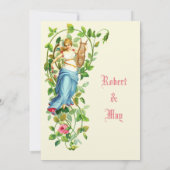 Invitation Femme et harpe victorienne avec Mariage Rose (Dos)
