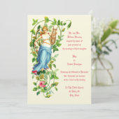 Invitation Femme et harpe victorienne avec Mariage Rose (Debout devant)