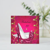 Invitation Femme Fabuleuse de 40 ans Chaussures à Talons Rose (Debout devant)