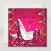 Invitation Femme Fabuleuse de 40 ans Chaussures à Talons Rose (Devant)