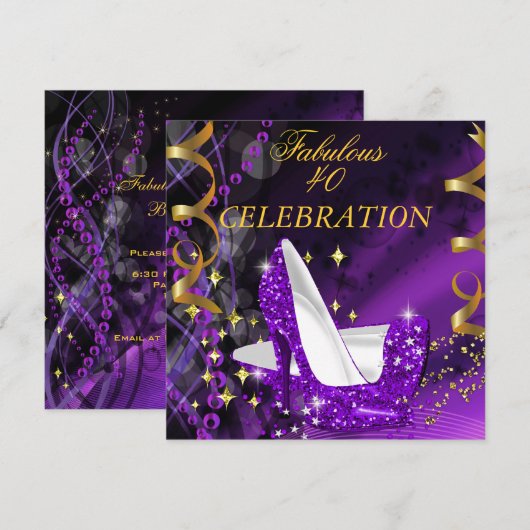 Invitation Femme Fabuleuse de 40 ans Chaussures à Talons Viol (Devant / Derrière)