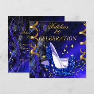 Invitation Femme Fabuleuse de 40 ans, Talons Royaux Bleus et