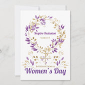Invitation Femme Feuille violette signe de la Journée des Fem (Devant)