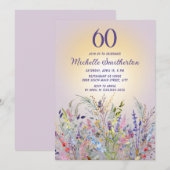 Invitation Femme fleur sauvage Sun Purple 60e anniversaire (Devant / Derrière)