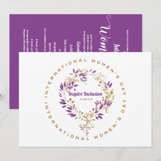 Invitation Femme florale signe de la Fête des Femmes Mars 20 (Devant / Derrière)