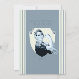 Invitation Femme forte et rétro patriotique des années 1940