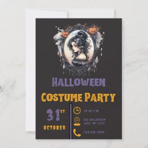 Invitation Femme gothique Miroir victorien Noir Halloween