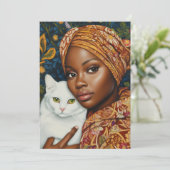 Invitation Femme gracieuse avec chat (Debout devant)