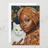 Invitation Femme gracieuse avec chat (Devant / Derrière)