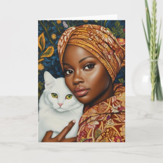 Invitation Femme gracieuse avec chat (Devant)