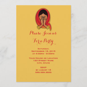 Invitation Femme hindoue dans Namaste Pose Parti Générique