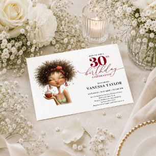 Invitation Femme humour classe 30e anniversaire Marsala Rouge