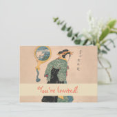 Invitation Femme japonaise Kimono : Ukiyo-e Woodblock Imprime (Debout devant)