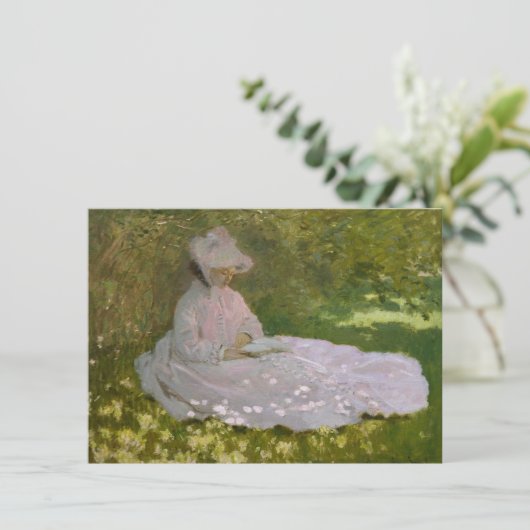 Invitation Femme Lecture Springtime Monet (Debout devant)