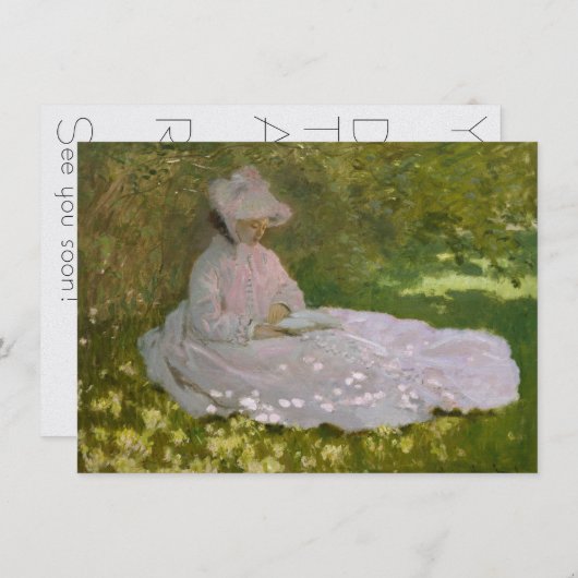 Invitation Femme Lecture Springtime Monet (Devant / Derrière)
