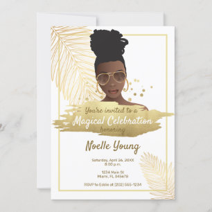 Invitation Femme noire avec des nuances, Anniversaire Tropica