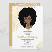 Invitation Femme noire avec les nuances, Gold Tropical 21e an (Devant / Derrière)