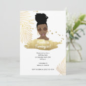 Invitation Femme noire avec les nuances, Gold Tropical 21e an (Debout devant)
